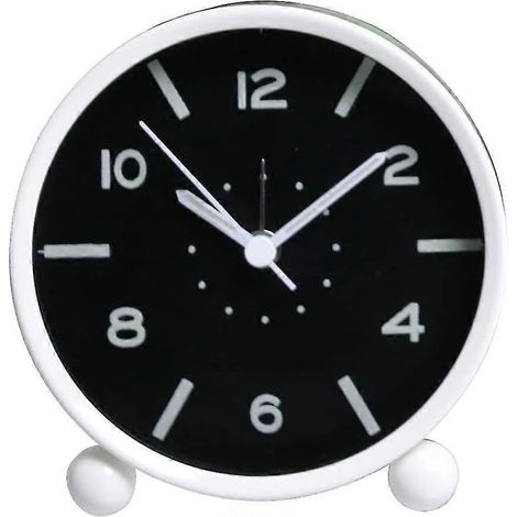 Réveil de table rond classique, petit modèle, avec alarme silencieuse, lumineux et silencieux, doté d'une veilleuse. Réveil à quartz créatif de qualité supérieure. (1/2)