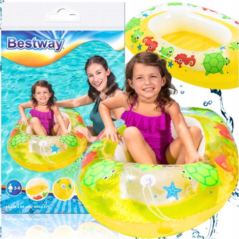 Rueda de agua hinchable para niños, pontón tortuga BESTWAY, segura, 102x69 cm (1/5)