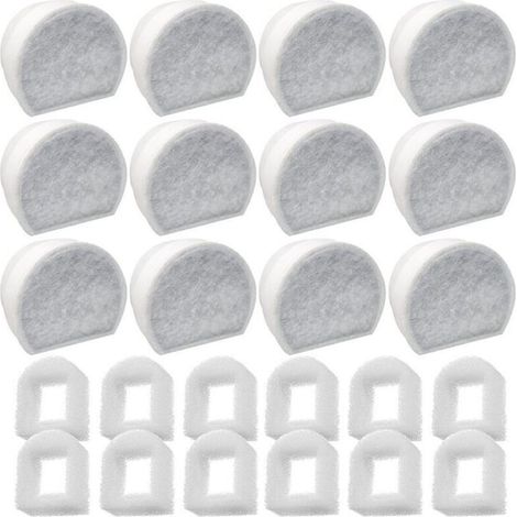 Prefiltre En Mousse Et Filtre A Carbone - Pour Fontaine A Eau Chat - Compatible Drinkwell INOX 360 Avalon Pagoda Seascape Sedona - Lot De 24 (1/4)