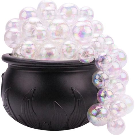 Pot de sorcière à bulles violet vintage en plastique, bocal à bonbons chaudron fumant déco table fête effrayante (1/3)