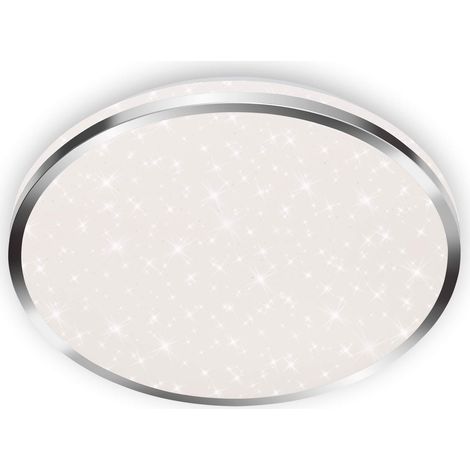 Éclairage plafonnier LED, éclairage de salle de bain, lampe de salle de bain avec décor d'étoiles, IP44, 18 Watt, 1 800 Lumen, 4 000 Kelvin, blanc chromé, 330x66mm (DxH) (1/5)