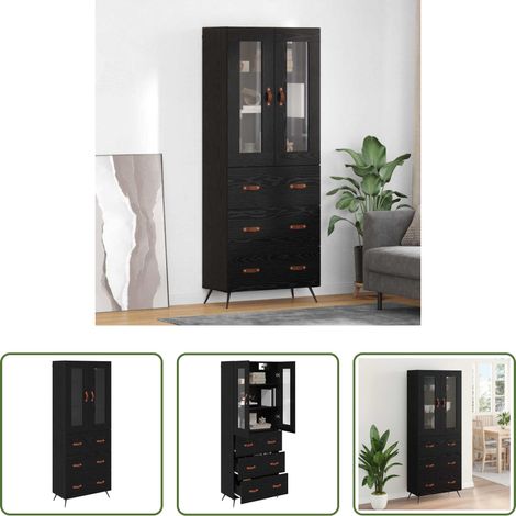Rangement salle à manger - Buffet avec étagère 2 pcs Chêne noir Bois d'ingénierie (1/5)