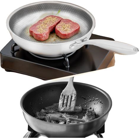 Sartén wok, acero inoxidable, 28 cm de diámetro, 0,8 kg de peso, revestimiento resistente a los arañazos, mango de 21,7 cm de longitud. (1/5)