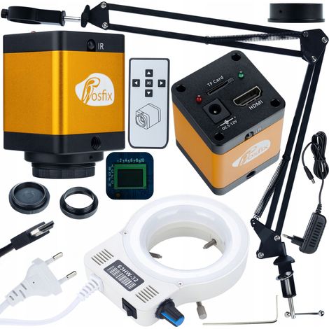 Brazo articulado ajustable Rosfix para microscopio digital ODM-180X de 50 mm + iluminador LED de 32x + c谩mara PEGASUS Pro KMPP-HDMI-TF de 12 MP (serie Plantes Pro)