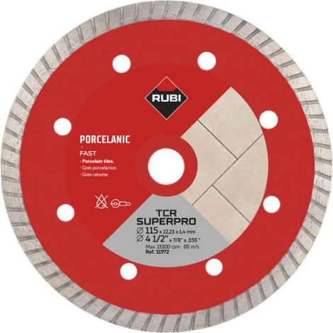 RUBI TCR115 Superpro Diamond Blade 115mm for Porcelain Tiles