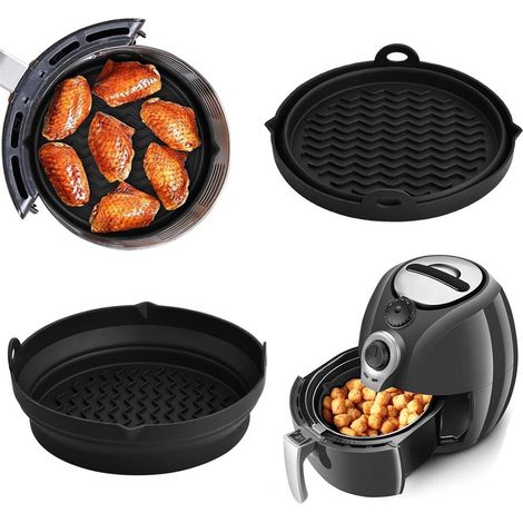 Moules en silicone pour friteuse à air chaud - 2 pièces - Accessoires pour friteuse à air chaud - Panier pour friteuse à air chaud - Bac de récupération réutilisable - Sans BPA - Pliable - Alternative (1/5)