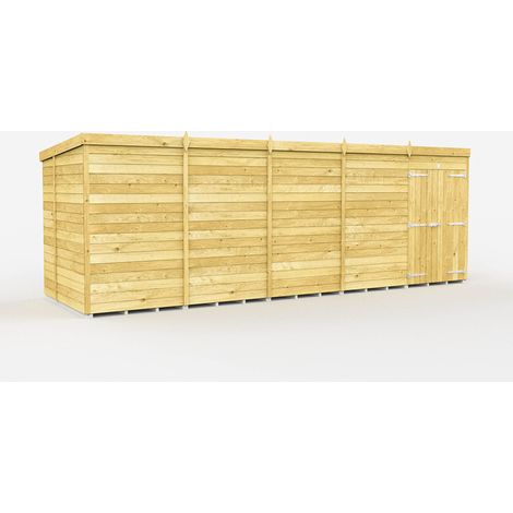 19 x 7 Feet Pent Shed - Double Door Without Windows - Wood - L214 x W560 x H201 cm