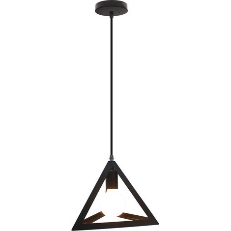 Pendant Light- Retro Ceiling Lights E27 Metal Lampshade Triangle Ceiling Light Vintage Industrial Pendant Lights Black (1/5)