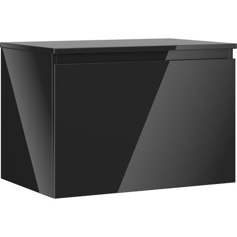 Mexen Orio Badezimmerschrank 70 cm mit Arbeitsplatte, 1 Schublade, schwarz glänzend - 91A10-07047-1-BFC70 (1/5)
