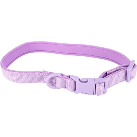Weiches und atmungsaktives Hundehalsband aus Polyester, verstellbar, einfarbig, mit Schnalle, für den Außenbereich, lila, Größe M, Breite 2 cm, verstellbar von 31 bis 50 cm (1/5)