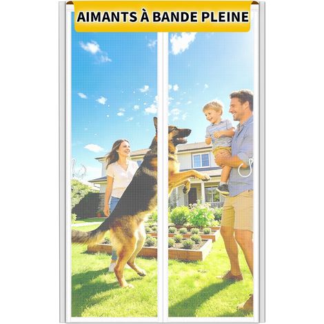 Moustiquaire Porte Magnétique 120x240cm Fibre de verre, Barre Magnétique Pleine Longueur Ultra-puissante de Haut en Bas, Fermeture Automatique, Blanc Moustiquaire Tissu à Maillage Ultra-fin (1/5)