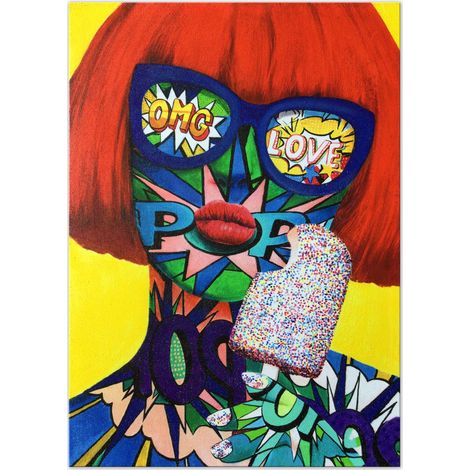 ORION91 Cuadro Decoración Pared Lienzo WOMAN Grande Pop Art 70 x 50 x 3 cm - SpazioLuzio