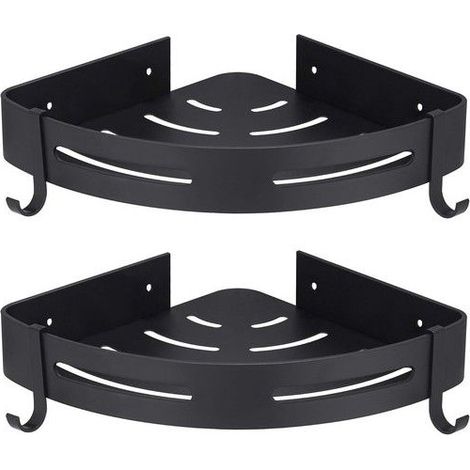 Douche d'angle Noir sans Perage Rangement Salle de Bain Douche Accessoire Salle de Bain Support Porte Savon Douche Aucun (1/4)