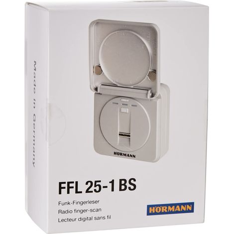 Hörmann 4511870 FFL BS 4511870-Lettore, 868 MHz, Fino a 25 Impronte digitali, Coperchio Ribaltabile, Colore RAL 9006, Grigio