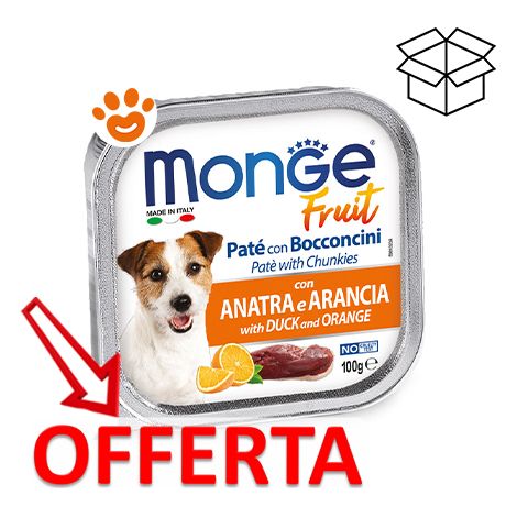 Monge Dog Fruit Adult Anatra e Arancia  - Monge Dog Fruit Adult Anatra e Arancia - Vaschetta Da 100 Gr