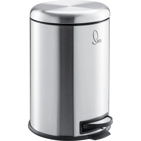 Poubelle à pédale 20 L en acier inoxydable, poubelle de cuisine ou bureau à fixation stable, couleur argent, lot de 1 pièce (1/5)