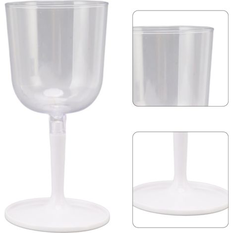 Verres à vin portables et pliables, incassables, transparents, en plastique détachable, pour le camping, les voyages, blancs. (1/5)