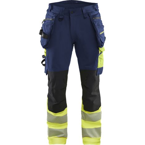 Pantaloni da lavoro ad alta visibilità stretch 4D 1125 - Blu navy/Giallo M - FR(44) - SE(C50) - Corti
