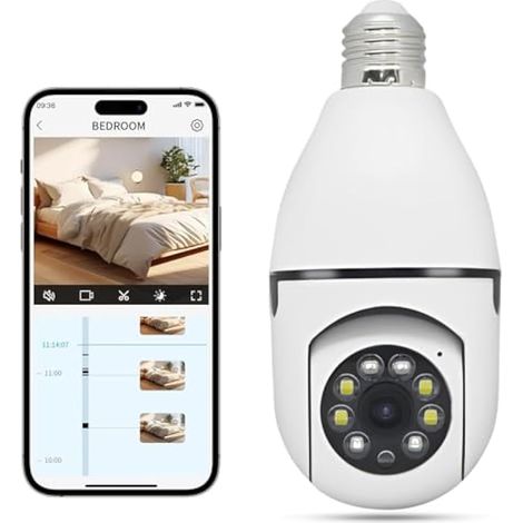 Ampoule de sécurité double caméra, WIFI sans fil caméra E27 ampoule lampe 360 degrés panoramique 1080p maison (1/5)