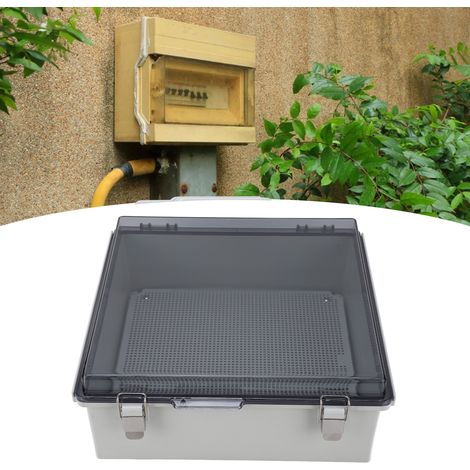 Boîtier électrique externe avec boîtier en plastique étanche IP67, couvercle transparent et boucle en acier inoxydable, 13×13×5,1 pouces. (1/5)