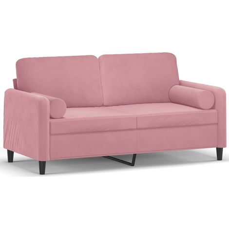 Maison Exclusive - Sofá de 2 plazas con cojines terciopelo rosa 1