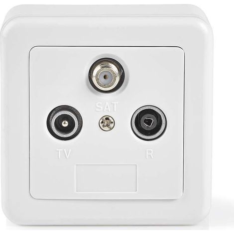 Caja terminal de antena 1 conector f hembra 1 conector iec macho 1 conector iec hembra 75 ohmios camino de regreso blanco plateado