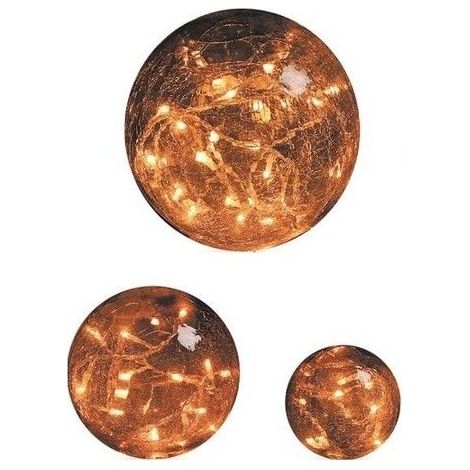 Déco 3 boules en verre brun illuminées (1/4)