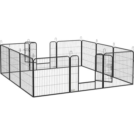 Parc pour chiots de 80 cm de haut, kit de 12 pièces avec 2 portes, à monter soi-même, idéal pour chiens de taille moyenne, lapins, cochons d'Inde