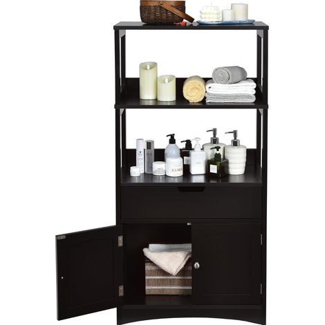 Credenza Armadietto legno cucina cassetto mensola armadio 2 ante multiuso cucina soggiorno Nero (1/4)