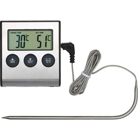 Grillthermometer 0250°C mit Alarm und LC-Timer