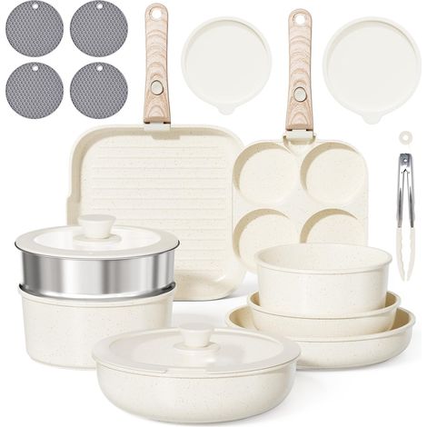 Induction Cookware with Detachable Handles, Non-Stick Pan and Saucepan Sets with Lids, Frying Pan PFOA Free Grill Pans, Steak Pan, Omelette Pans (1/5)