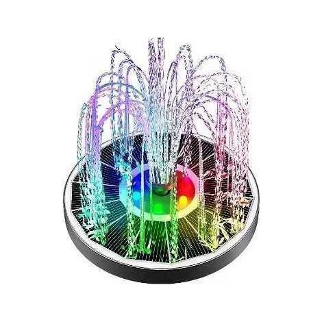 Solar Fountain Glass Panel 3.5W Floating Solar Water Fountain , Solar Pump for Bird Bath, Garden, Pond, Pool, Outdoor (Black Panel Colorful Lights) (1/4)