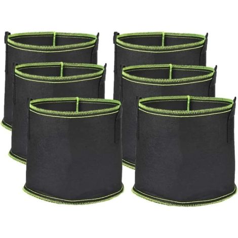 6pcs 5 Gallons Sacs De Culture De Plantes, Tissu Non Tiss Respirant Sacs De Culture Rcipient De Pots De Jardin Racine Paissie Heavy Duty Avec San (1/5)
