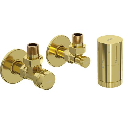 Mexen G05 conjunto termostático angular con embellecedor R, dorado - W901-958-904-50 (1/2)