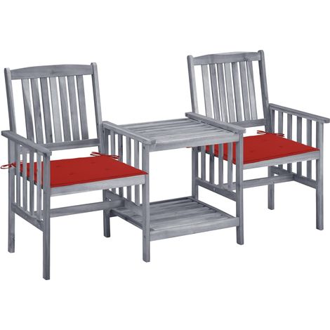 Chaises/Fauteuils de jardin avec table à thé et coussins Acacia solide -TF84138 (1/5)