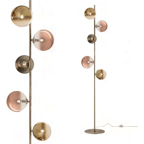 Piantana classica redo group roy 01-2785 g9 led lampada terra sfere vetro pyrex multiluce