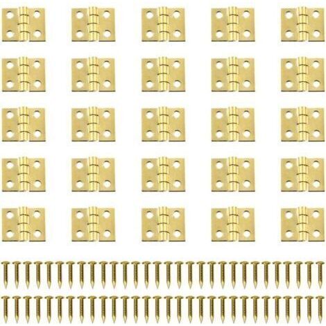 Pair Ahlsen – Lot de 100 mini charnières en laiton 8x10mm – Pour petits projets de menuiserie – Vis incluses – Charge maximale 10kg