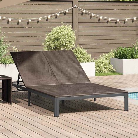 Sonnenliege Braun 206 x 115 x 75 cm Poly-Rattan
