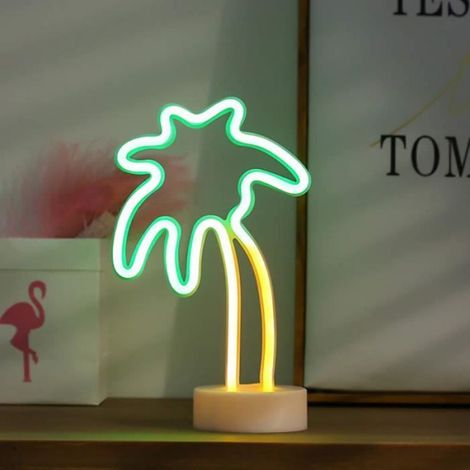 Cocotier néon Light avec base Veilleuses LED Cocotier Lampe Batterie Opération Luminaires intérieur décoration pour le salon,chambre (1/4)