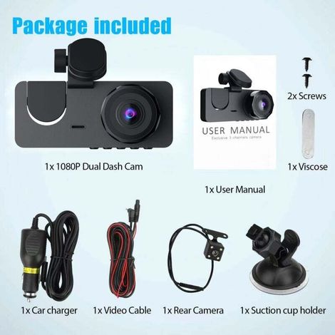 1080p Dashcam Voiture Avant Arrière, Wi-FI GPS Caméra Voiture , Camera Voiture à 3 canaux Grand Angle 170°, Vision Nocturne,WDR,G-Capteur,Mode Stationnement 24H,Enregistrement en Boucle (1/4)