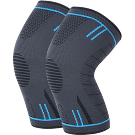 1 paire de genouillères de compression respirantes et antidérapantes pour hommes et femmes, idéales pour la course, le basketball, la marche et autres sports, gris-bleu, taille XL. (1/4)