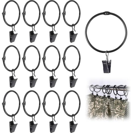 Lot de 12 Anneaux Rideaux Douche Anneaux de Suspension de Rideaux (1/5)