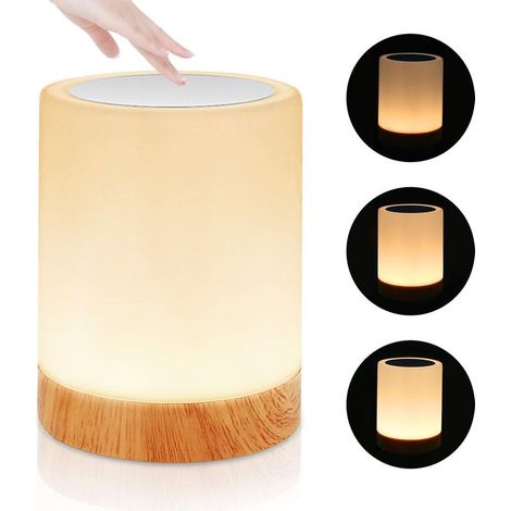 Lampe de Chevet, Veilleuse Enfant LED avec Contrôle Tactile USB Rechargeable et Changement de Couleurs RGB Dimmable Lampe de Table Lampes Chevet pour La Chambre et Le Salon - Blanc Chaud-Fei Yu (1/5)