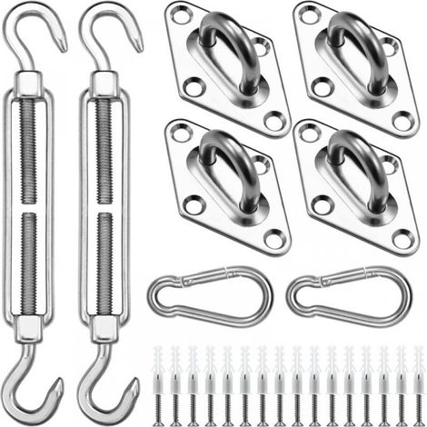 Kit de Fixation pour Voile d'ombrage, 304 Kit de matériel de Pare, pour Carré Voile d'ombrage,Toile d'ombrage Triangulaire, (1/5)