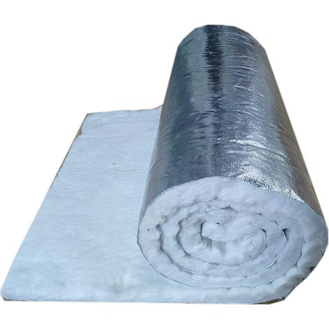 Couverture en fibre de céramique, tapis isolant sur un côté en feuille d'aluminium tournée vers le bas, 10 mm d'épaisseur, pour cheminée, barbecue, gril, four, cuisinière, 1 x 0,61 m (1/5)
