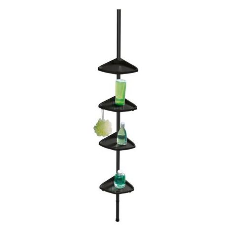 WENKO Etagère de bain / douche d'angle télescopique noir à encastrer Compact (1/5)