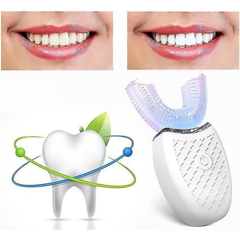 Brosse à dents électrique automatique intelligente à 360° en forme de U pour adultes, nettoyage multi-modes, rechargeable par USB, tête de brosse