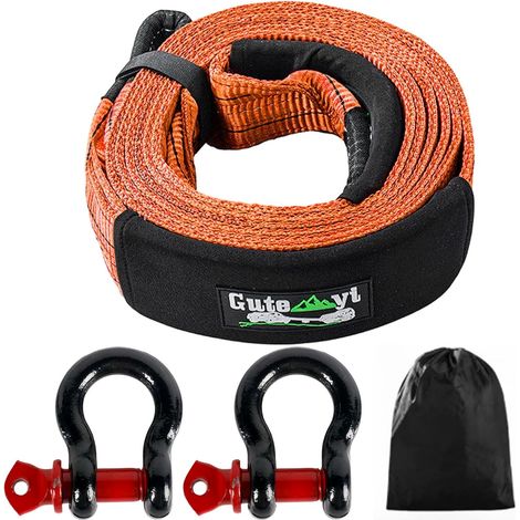 Câble de Remorquage 8 Tonnes, Câble de Remorquage pour Voiture, 5m Renforcé avec 2 Crochets Robustes, Sac de Rangement, pour Urgences Tout-Terrain, Orange (1/5)