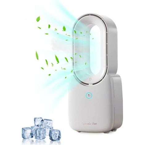 Ventilateur et brumisateur extérieurVentilateur de Bureau Portable Sans Lame 11.8 pouces Reglage a 3 Vitesses avec 5 Couleurs de Controle Tactile Lumiere LED pour Maison Bureau Chambre (1/4)