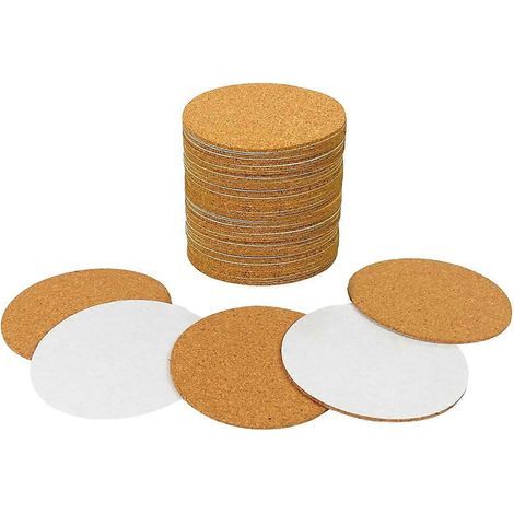 Packung mit 40 selbstklebenden runden Kork-Trägerplatten mit einem Durchmesser von 8,9 cm (3,5 Zoll) für Untersetzer. (1/5)